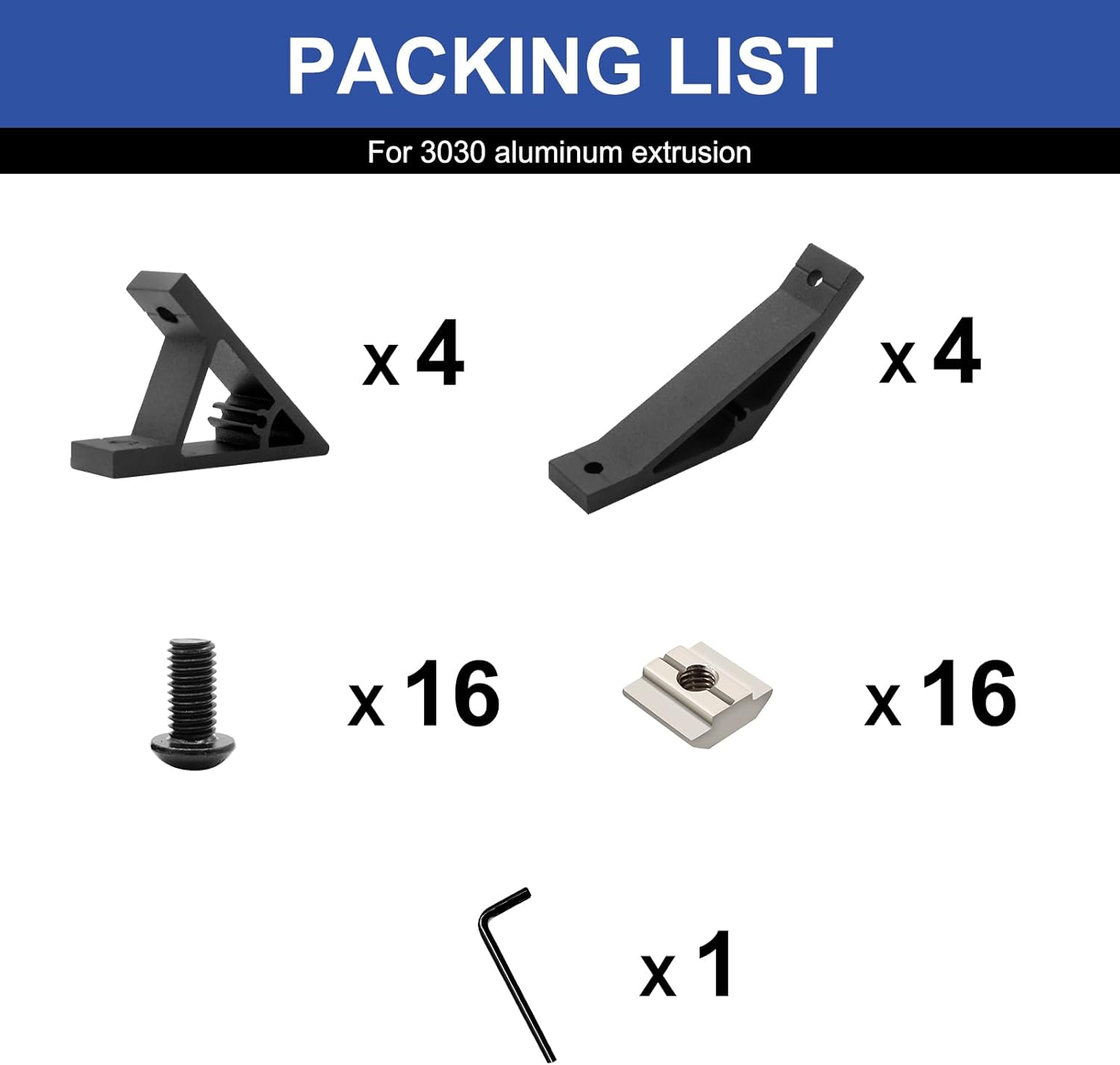8pcs 3030 45/135 Degree Angle Corner Bracket 3030 Extrusion Hardware T-Slot V-Slot Accessories with Screws and Nuts for 3030 Aluminum Extrusion Connector 3D Printer Accessories Black