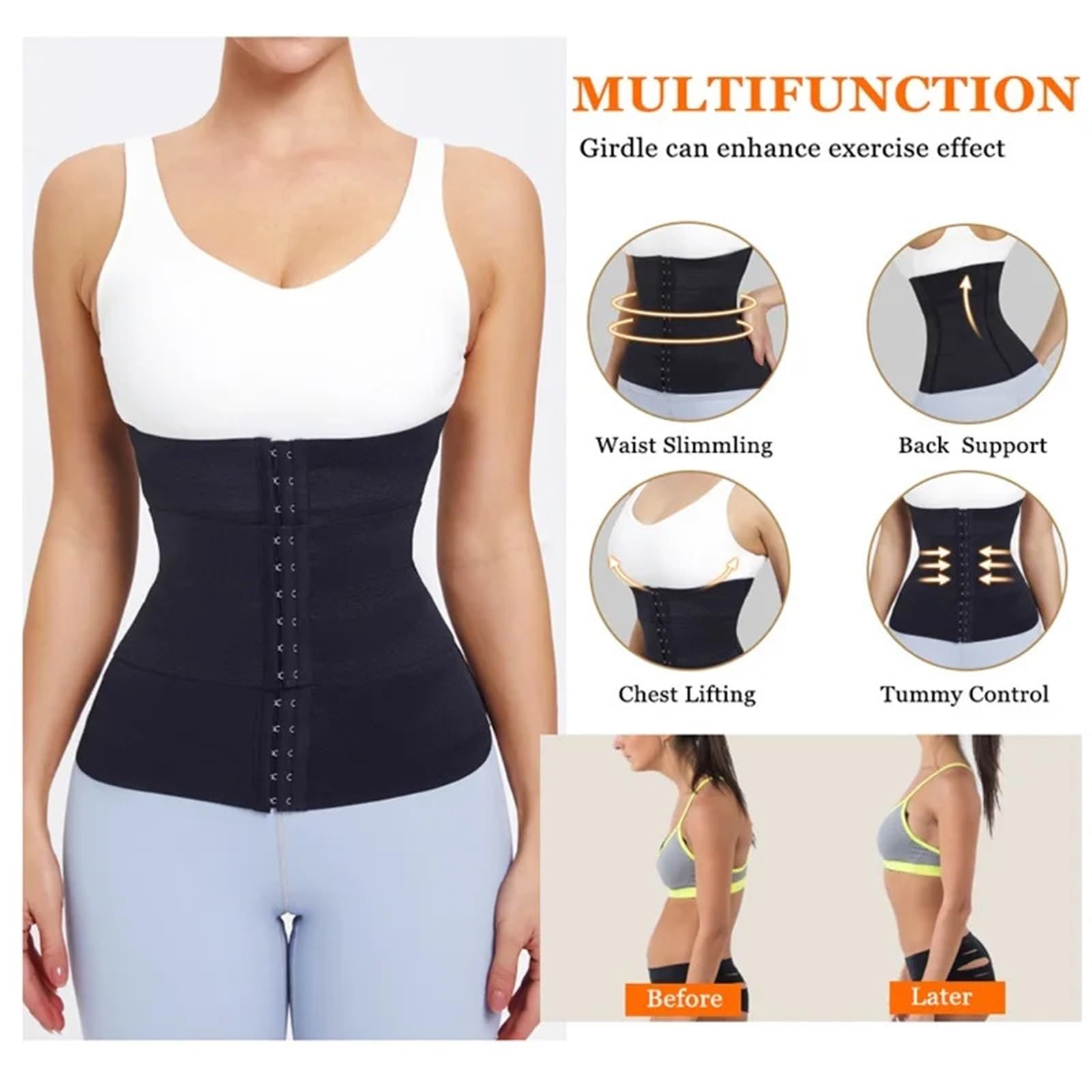 Corsé entrenador de cintura for mujer, faja moldeadora abdomen, corporal, cinturón adelgazante, entrenamiento vientre plano