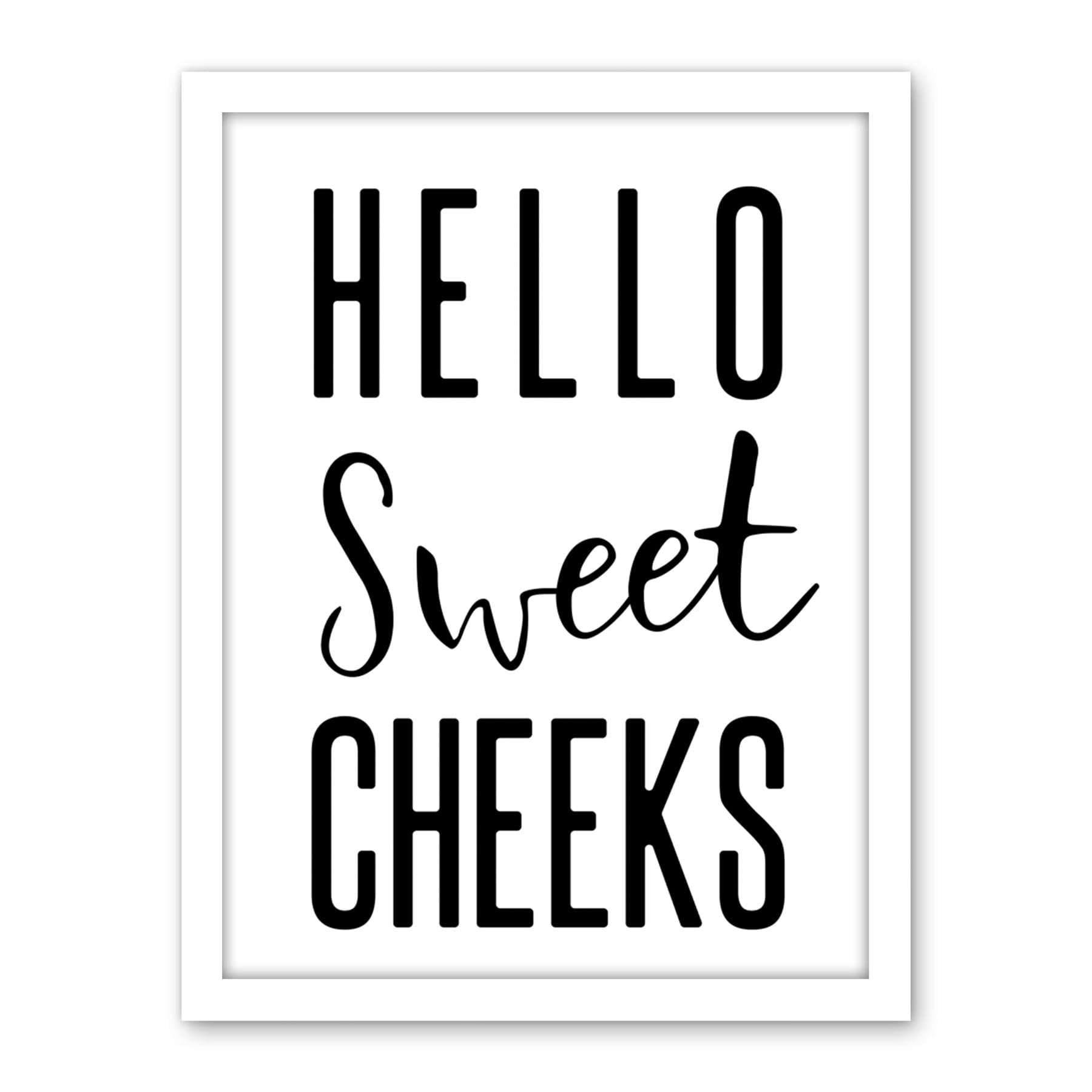 Artery8 Funny Bathroom Wall Art Hello Sweet Cheeks Cheeky Toilet Sign Artwork Framed Wall Art Print 18X24 Inch