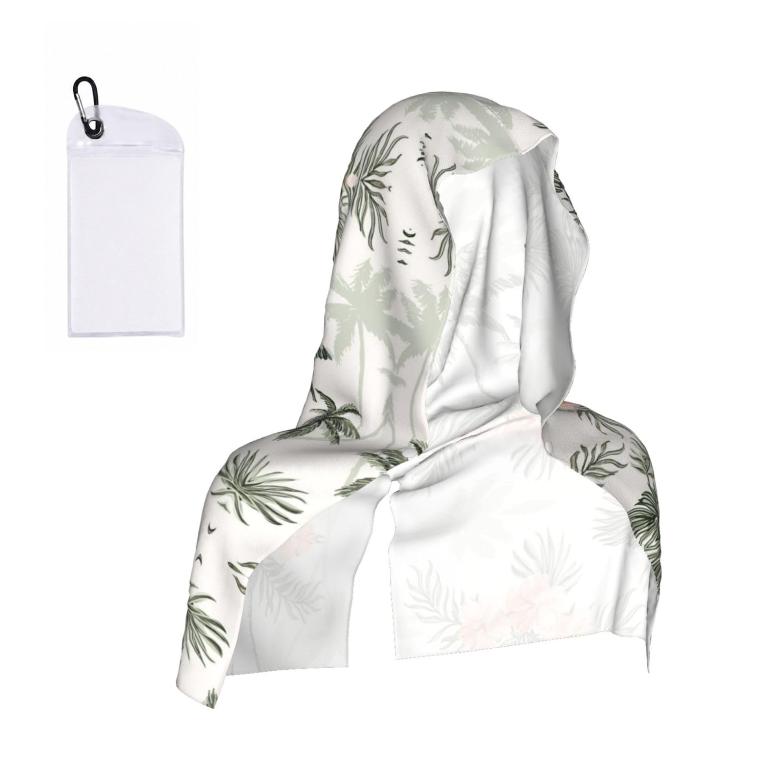 SATUSA Tropical Palm Trees Print Cooling Hoodie Towel, Cooling Towels For Neck And Face, Quick Drying Absorbent Cooling Head Towel Beach Camping Gym Construction(2pcs)