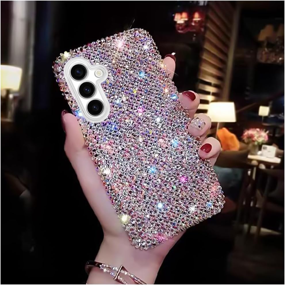 Bling Designer for Samsung Galaxy S25 Plus Case, Glitter Rhinestones Phone Case with More Than 800 Super Shiny Rhinestones,Luxury Sparkly Hard Back Cover for Women Girls