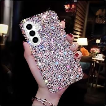 Bling Designer for Samsung Galaxy S25 Case, Glitter Rhinestones Phone Case with More Than 800 Super Shiny Rhinestones,Luxury Sparkly Hard Back Cover for Women Girls