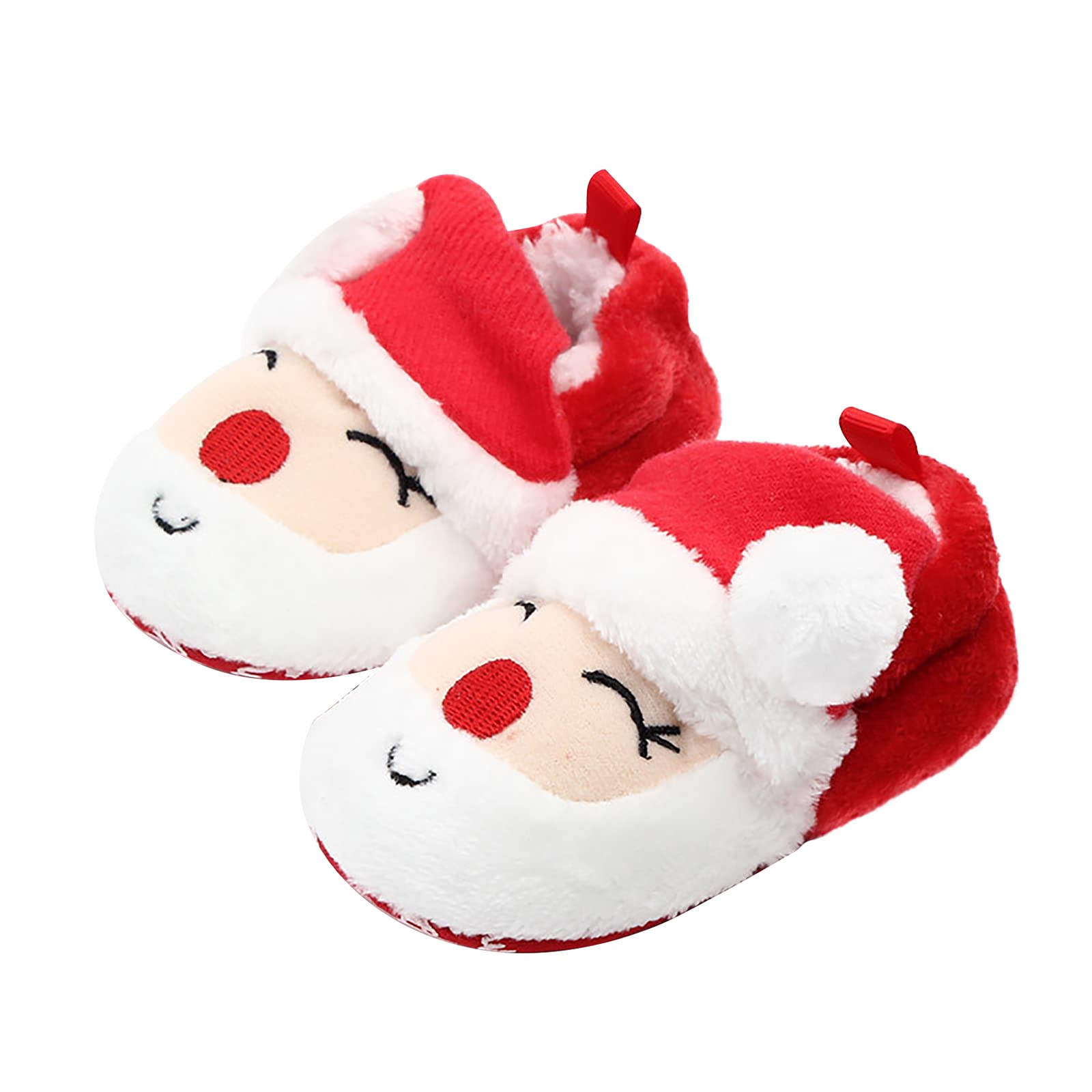 GREUS Baby Girl Boy Walking Shoes, Christmas Baby Shoes Infant Christmas Outfit Santa Newborn Slippers Socks Kids Winter House Shoes Cute Baby Booties Plush Toddler Soft Sole Shoes 6-12 Months Size 5