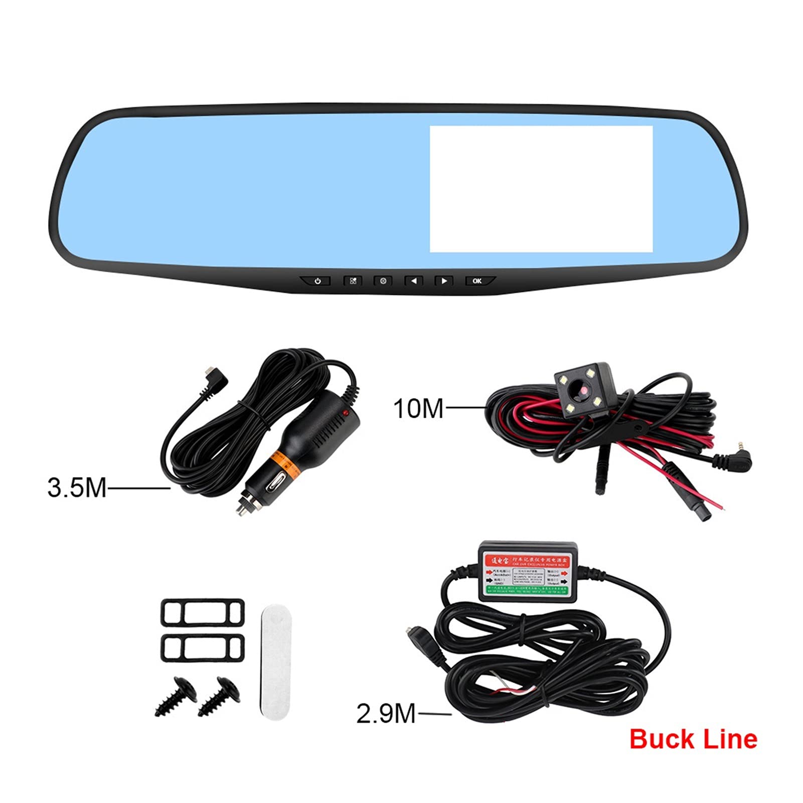 Cámaras de visión trasera Coche DVR Dashcam Video Recorder Dual Lens Registrador Auto Registro de inversión Imagen Buck Line Vista trasera Espejo Cámara de espejo 4.3 pulgadas Dash Cam Electrónica de