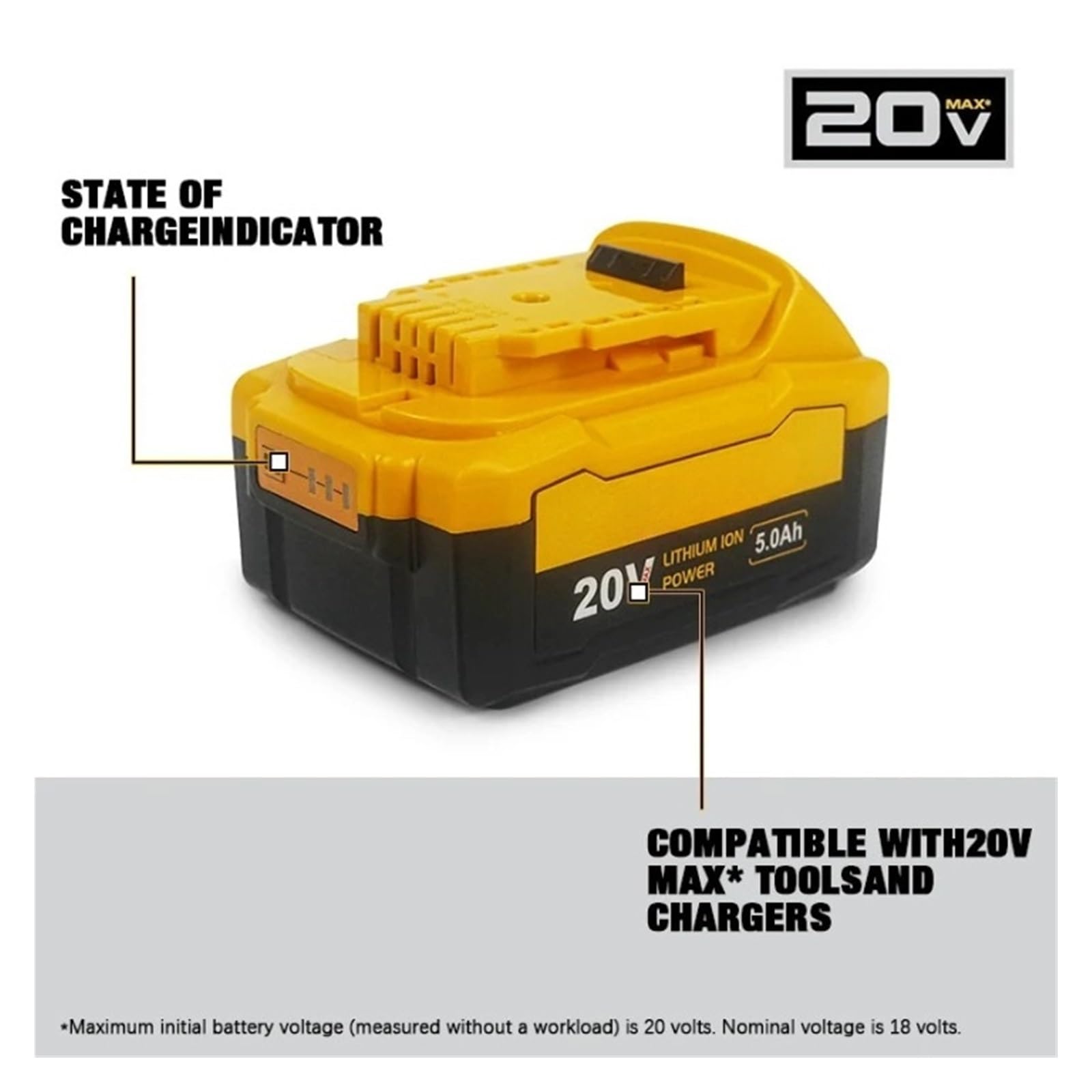Batteria al litio Electric Goddess 20V 5.0ah, compatibile con la batteria al litio ricaricabile for elettroutensili Dewalt.(2 Battery,EU_20V)