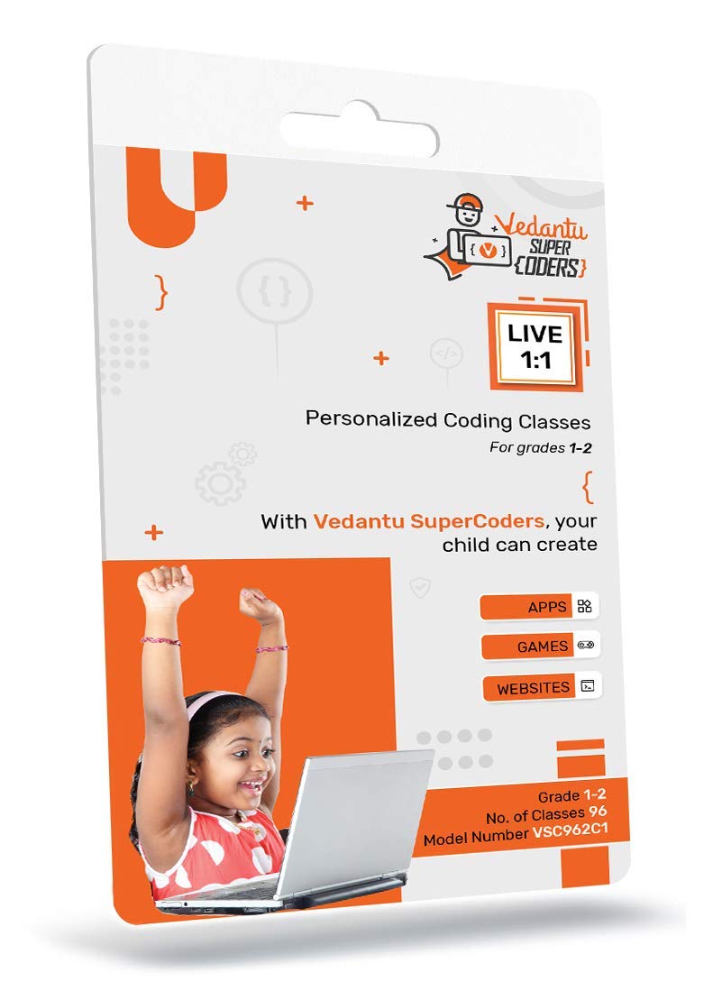 Vedantu Super Coders-Grade-1 and 2-Introduction to Game designing-96 Live 1:1 Online Coding Classes (Activation Key Card)