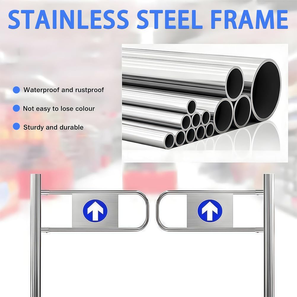 Puerta oscilante de seguridad con resorte de apertura de 90°, barrera de metal, valla industrial con montaje en poste para pasillos de fábrica y mercado, control de acceso duradero y seguro