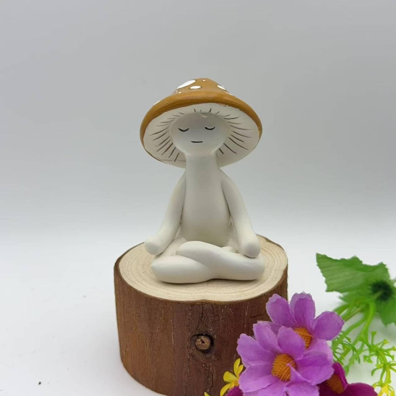 Amazon.co.jp: Qialexicon 瞑想キノコフィギュア 可愛い ヨガきのこ