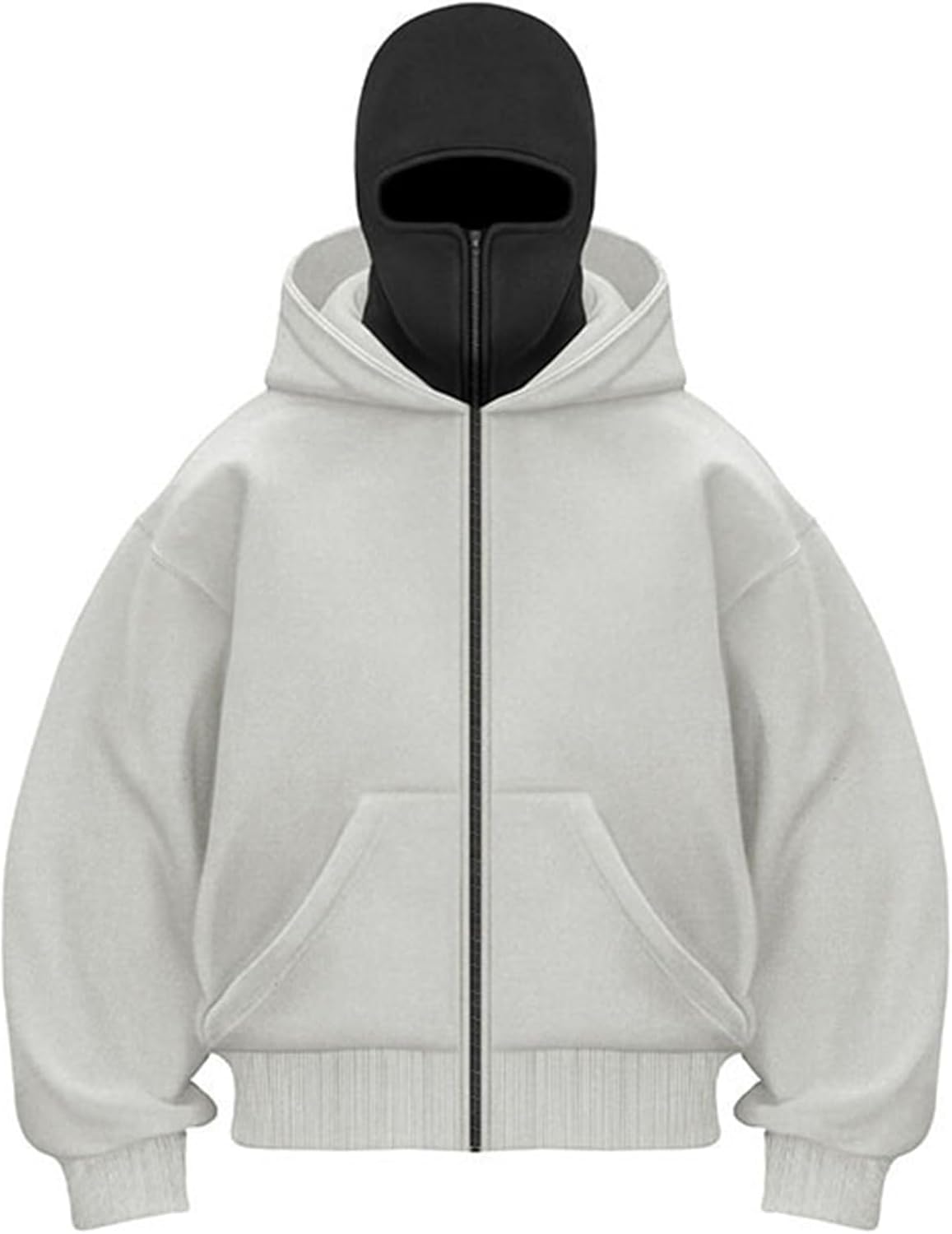 Balaclava Hoodie with Mask, Double Hooded Zip Masked Hoodie, Windproof and Waterproof, Keeping Warm