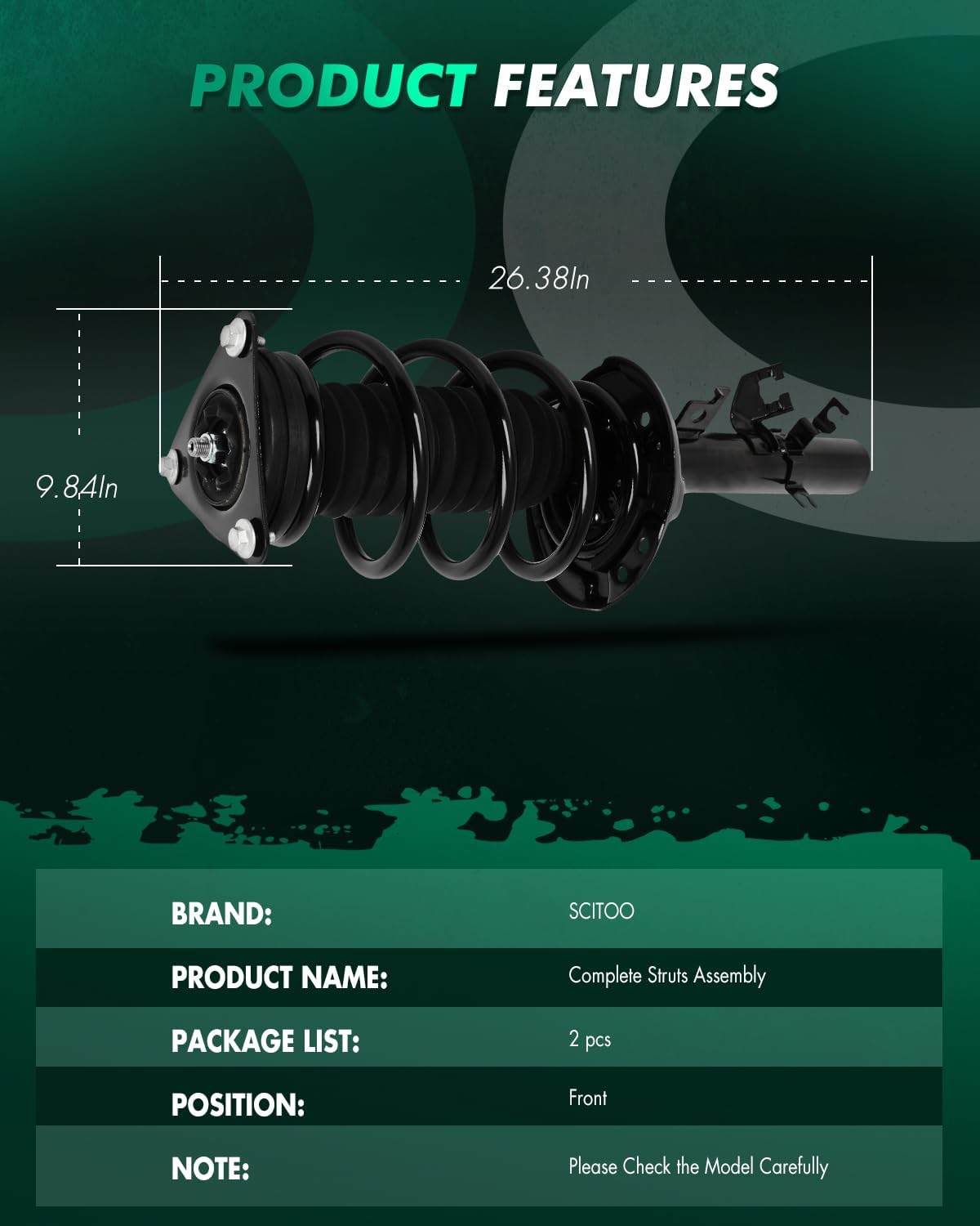 SCITOO 2pcs Front Complete Struts Shocks Absorbers for 2014-2020 for Nissan Rogue Struts Spring Assembly 273075 273034