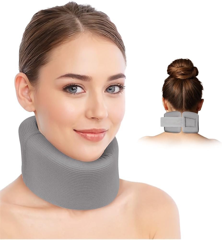 – NALACAL Neck Brace for Neck Pain and Support, Detachable Adjustable Cervical Collar for Women Man, Soft Foam Wraps Support Brace for Sleeping Working Travelling(17.3-20.1 inch)