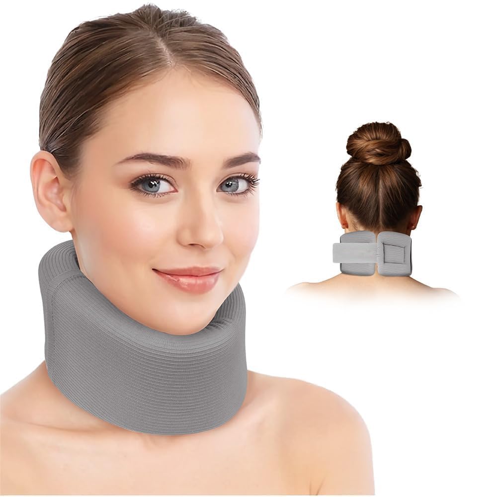 – NALACAL Neck Brace for Neck Pain and Support, Detachable Adjustable Cervical Collar for Women Man, Soft Foam Wraps Support Brace for Sleeping Working Travelling(17.3-20.1 inch)