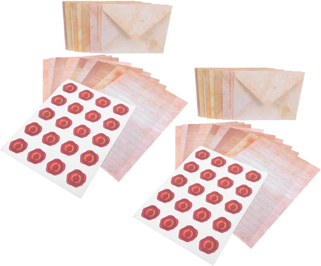 MAGICLULU Vintage Writing Paper and Envelope Set Retro Stationery Paper for Letter Writing with Lined Sheets 2 Sets Kraft Envelopes for Greeting Cards and Journaling Supplies for Office
