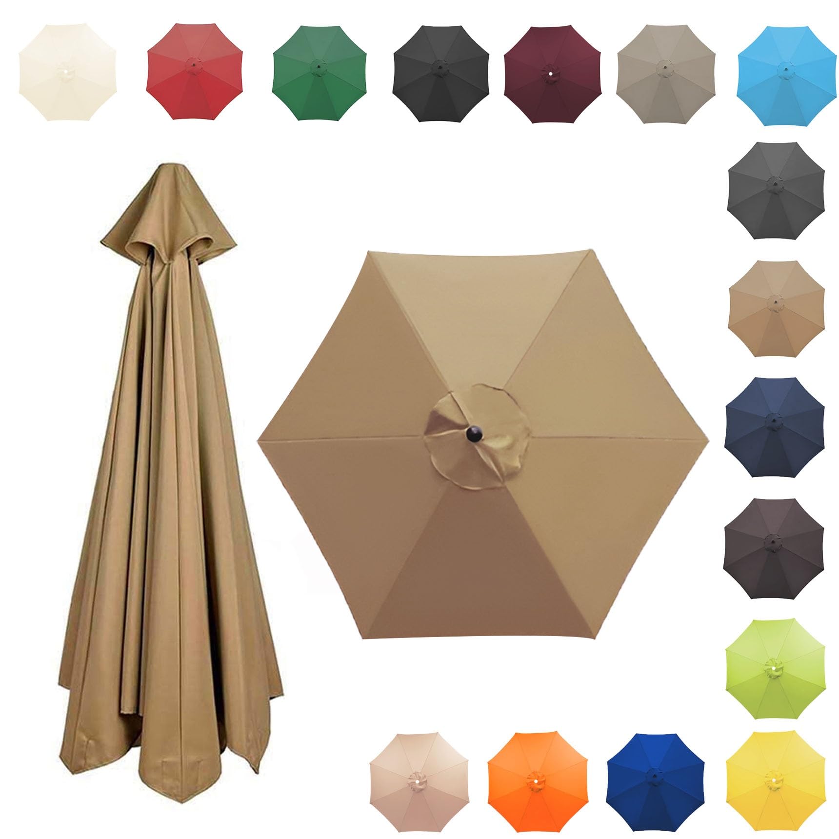 Zapasowy baldachim na parasol zewnętrzny 350 cm, 8 żeber UV 50+ tkanina poliestrowa, pokrowiec na parasol ogrodowy, trwały daszek przeciwsłoneczny, zapasowy parasol tarasowy.