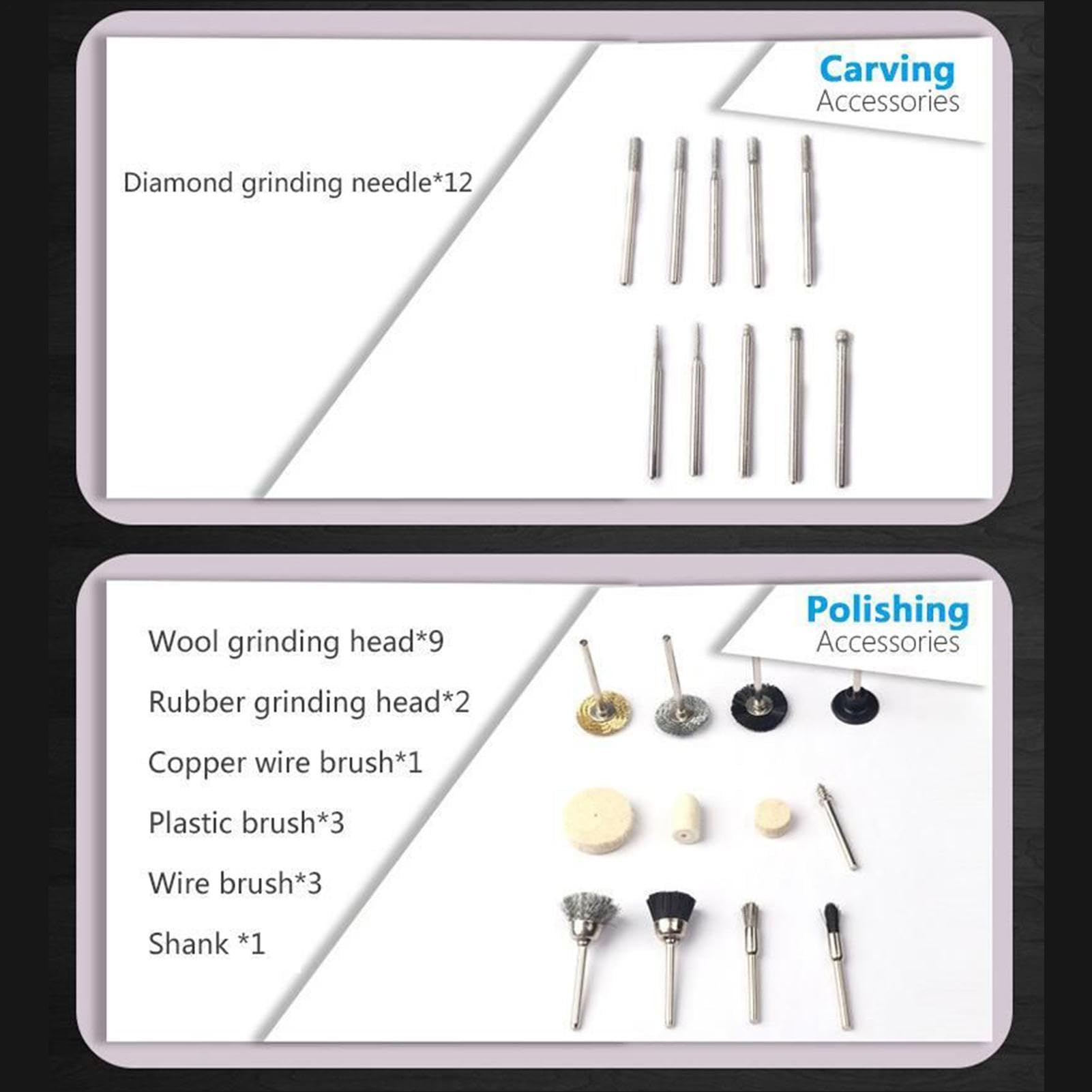 Kit de Herramientas Rotativas 276 accesorios versátiles de amoladora