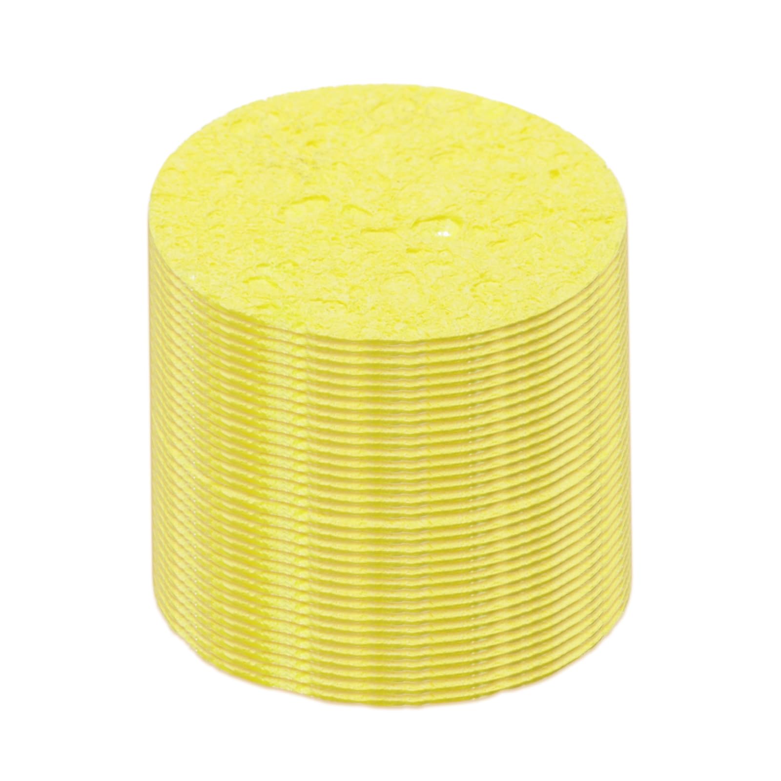 MECCANIXITY 15PCS Soldering Sponge 50mm Round Yellow Cleaning Pad Welding Tip Iron Replacement for Cleaning Soldering Iron 1mm Natural Thickness 6mm Water Absorption Thickness