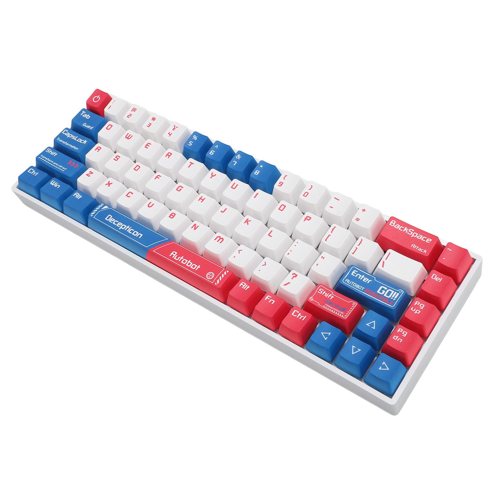 Dpofirs Tastiera da gioco meccanica wireless RGB 68 tasti, design compatto, tastiera switch rossa per Wins10, custodia bianca