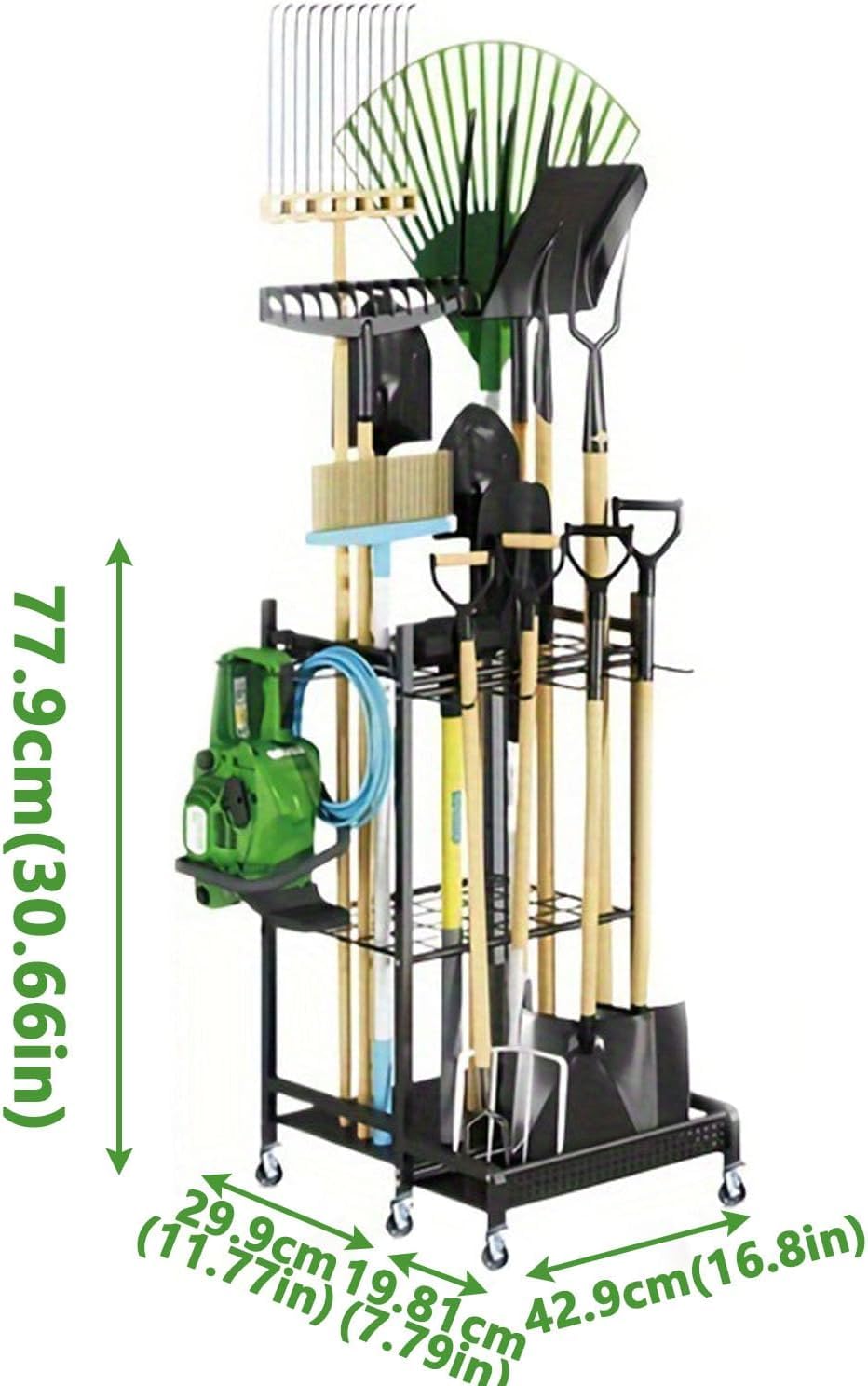 Portautensili da giardino per l'organizzazione del garage, sistema di archiviazione degli attrezzi da esterno, organizer da giardino per uso interno ed esterno, soluzione efficiente per riporre gli