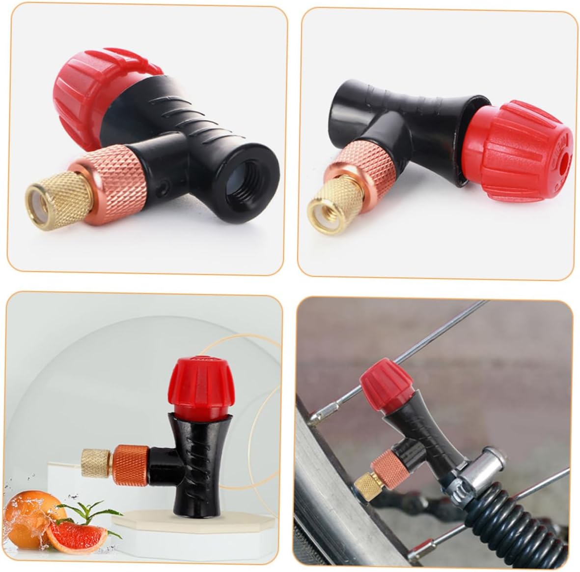 Portable Co2 Tire Inflator Pump with Foam Sleeve, Bike Pump Compatible with Presta and Standard Valves, Quick Inflation for Road and Mountain Bikes, 2pcs Set with Safety Grip
