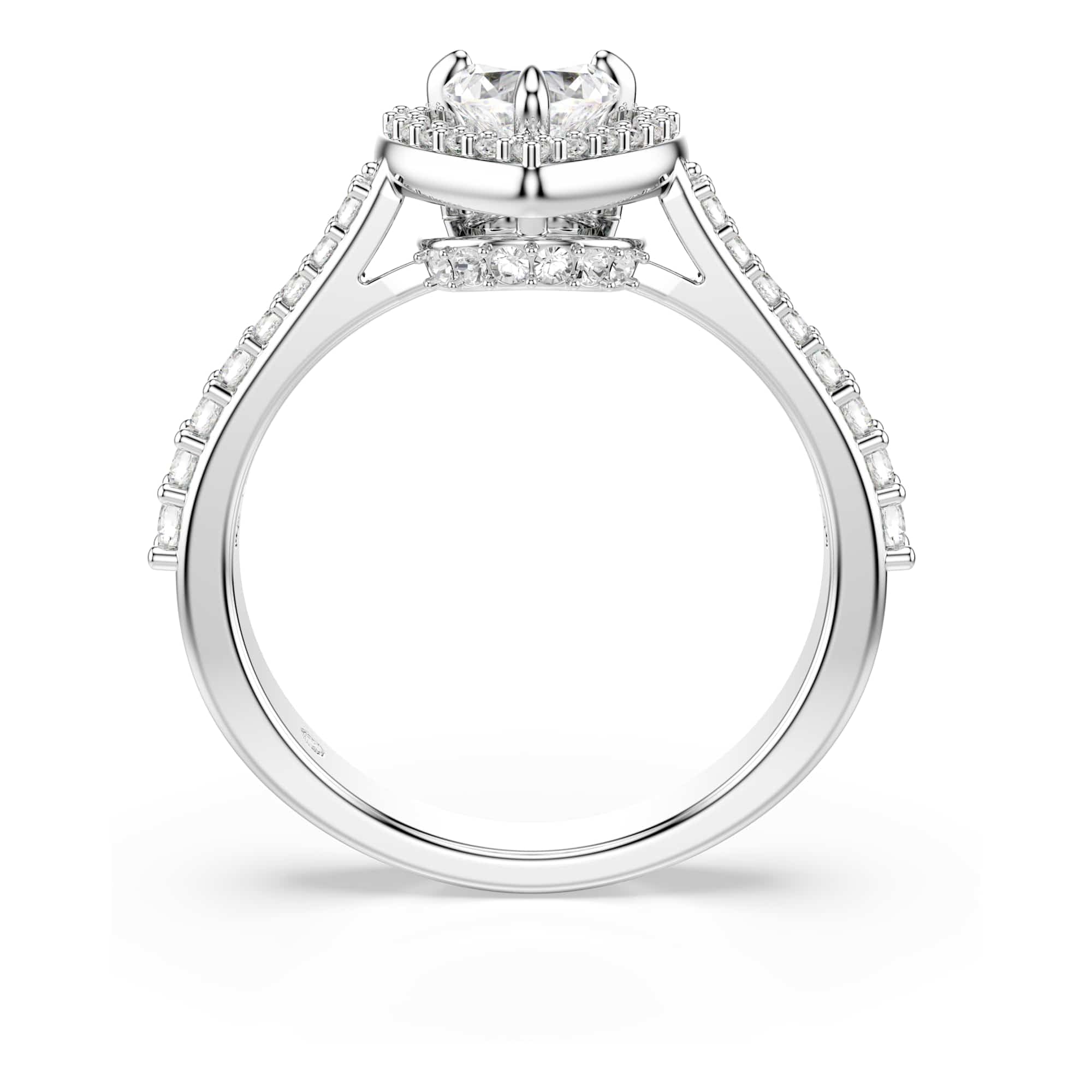 Swarovski Una Angelic Collezione Anello con motivo, Tagli misti, Cuore, Bianco, Placcato rodio