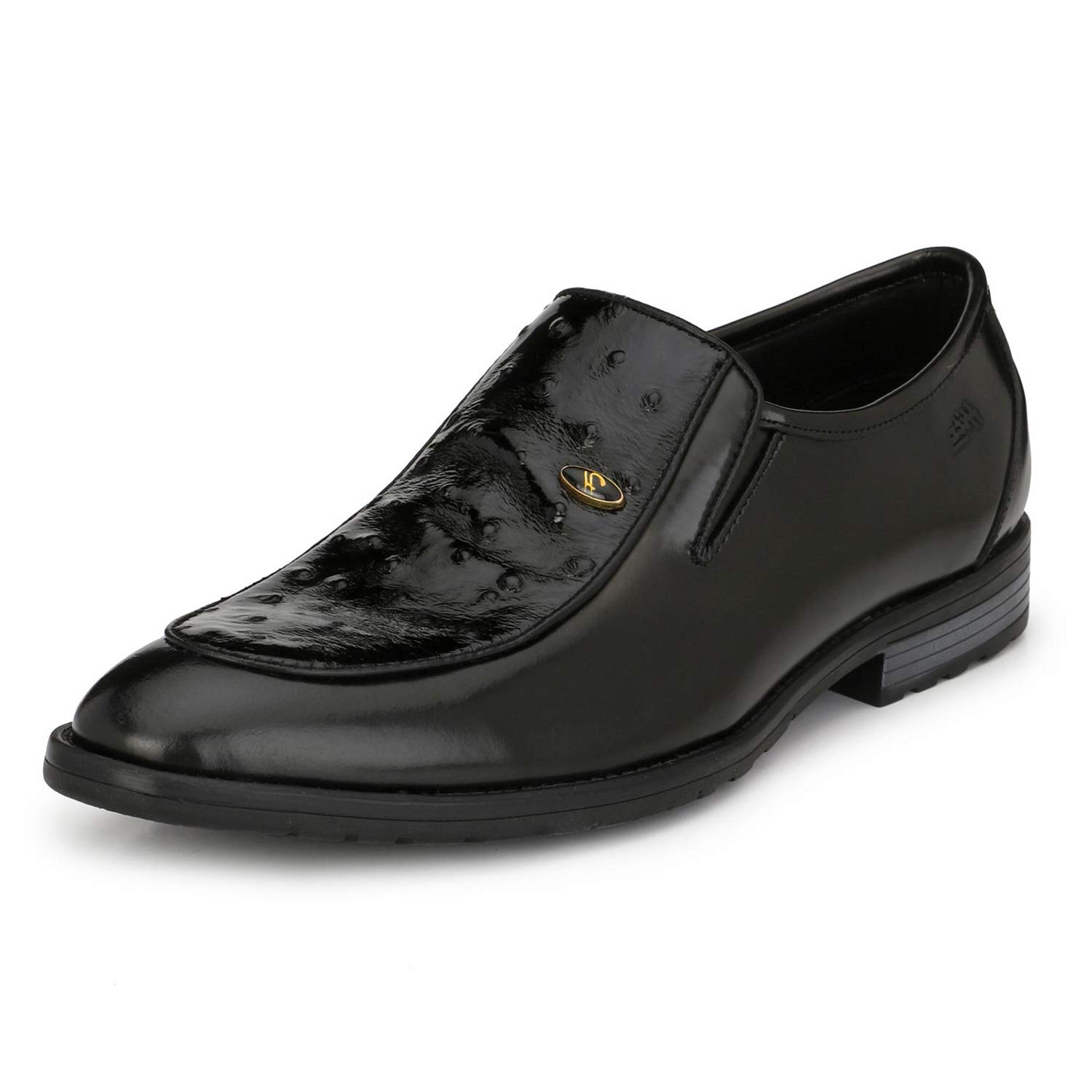 HITZMen's Black Leather Slip On Shoes
