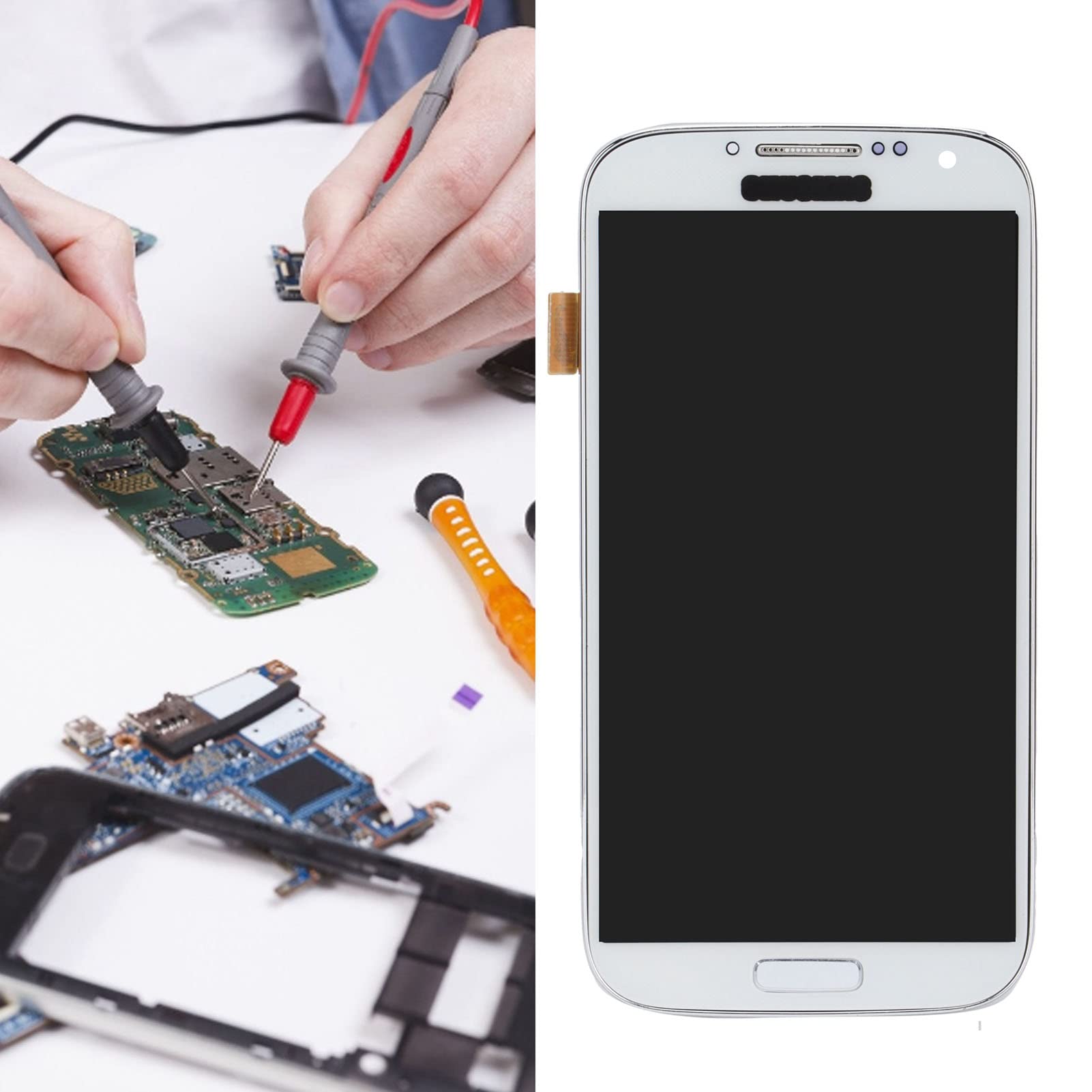 Screen Assembly Replacement, LCD Phone Digitizer Assembly Replacement Fit for Galaxy S4 Mobile Phone(White)