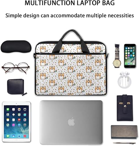 Miniatura 7 de Corgi Dots - Bonita bolsa de hombro para computadora portátil, maletín para computadora portátil con correa de asa, se adapta a laptop de 14 a 15.6