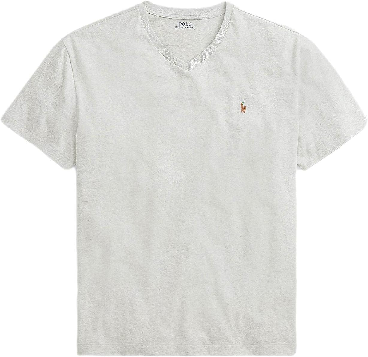 POLO RALPH LAUREN Mens T-Shirt V-Neck (M, GreySigPony)