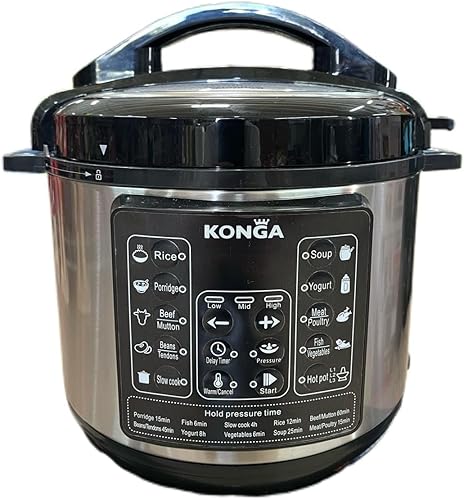 Olla a presión eléctrica, olla multifunción de 5 L, olla arrocera 8 en 1, máquina de sopa, negroacero inoxidable