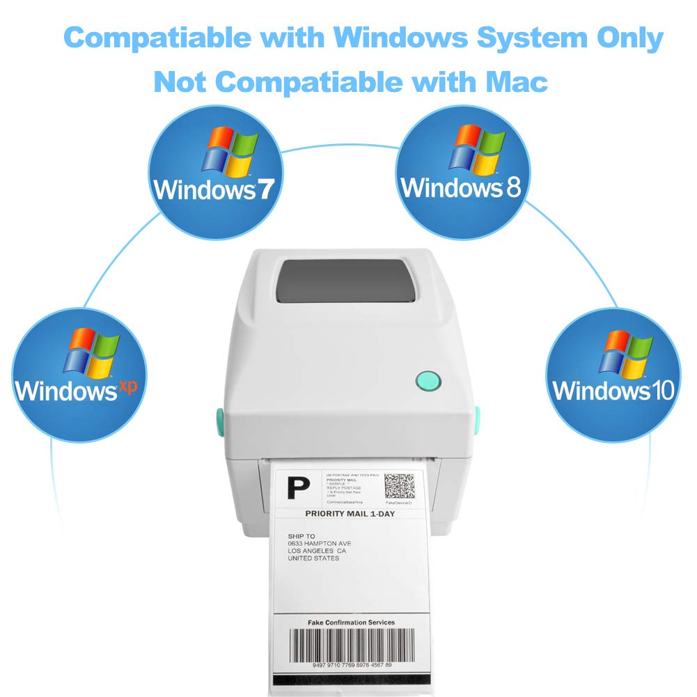 Imprimante d'étiquettes thermiques, imprimante d'étiquettes de bureau USB directe haute vitesse pour étiquettes d'expédition de 4 x 6, compatible avec Windows (XP et ultérieur)