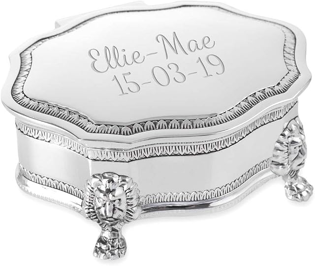 Personalised Silver Plated Art Deco Style Trinket / Jewellery Box - Engraved With Your Custom Text.