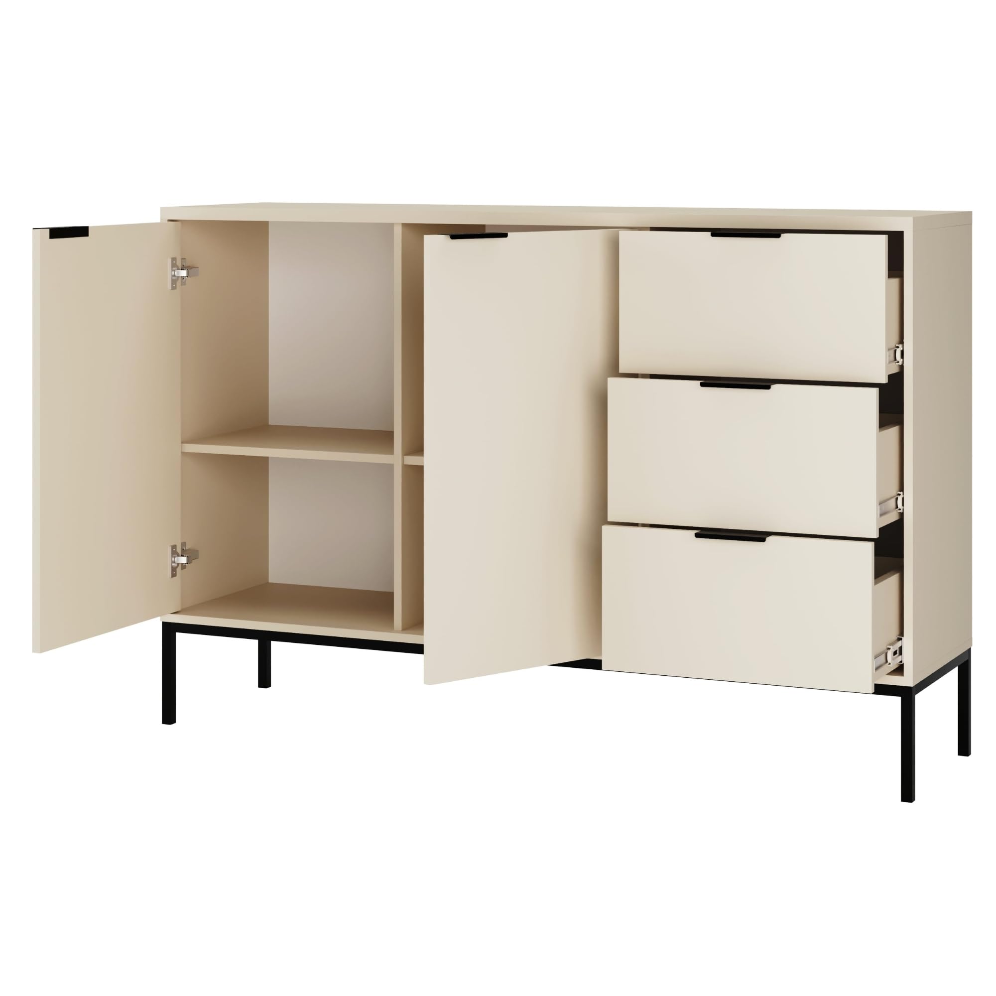 Home Collective Commode met 5 laden met mat oppervlak, 74 cm brede houten kast, commode met laden, dressoir, highboard, dressoir, slaapkamer, woonkamer, hal, kantoor, organizer, grafiet eiken