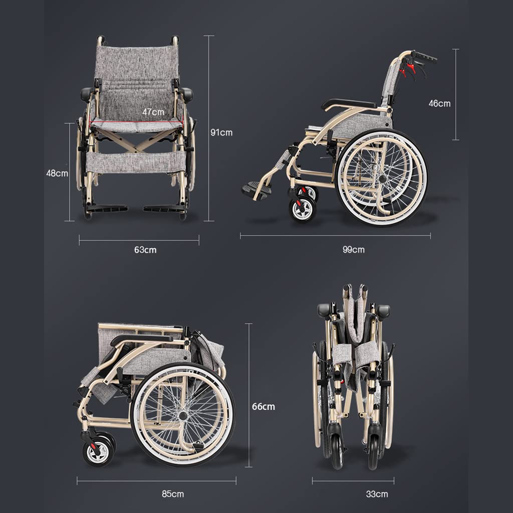 Sillas de Ruedas de Aluminio para aviación, sillas de Ruedas autopropulsadas, seguras y Plegables, Scooter de Viaje Ultraligero