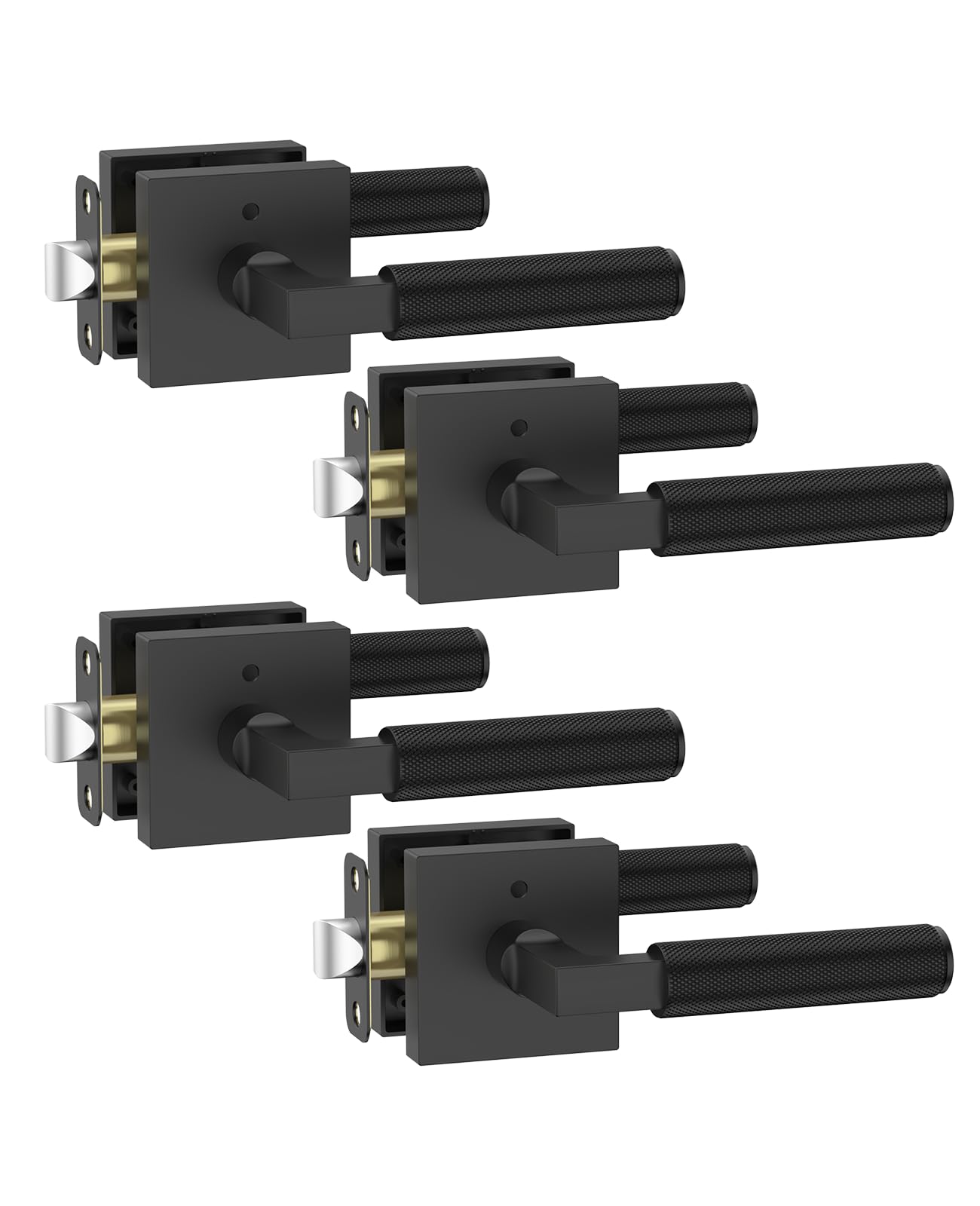 Asidrama 4 Pack Black Privacy Door Handles, Door Lever with Door Knobs Indoor for Bedroom or Bathroom, Heavy Duty Door Handles Interior with Locks for