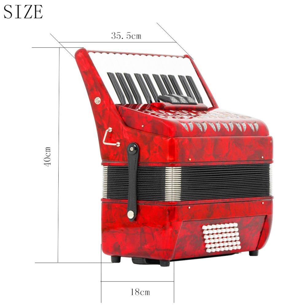 Fisarmonica a 26 tasti e 48 bassi, corpo in ABS, superficie blu con vernice for pianoforte, interruttore audio, adatta a principianti e professionisti, custodia inclusa e nastro for chitarra