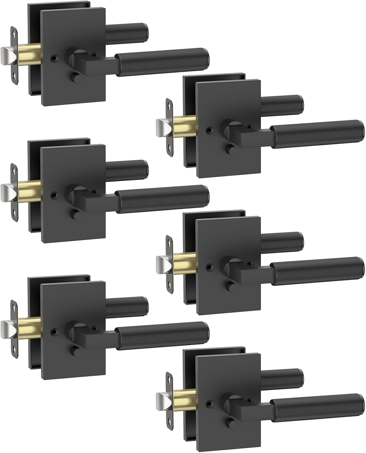 Asidrama 6 Pack Black Privacy Door Handles, Door Lever with Door Knobs Indoor for Bedroom or Bathroom, Heavy Duty Door Handles Interior with Locks for Left Right Sided Doors