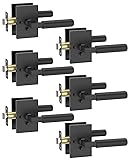 Asidrama 6 Pack Black Privacy Door Handles, Door Lever with Door Knobs Indoor for Bedroom or Bathroom, Heavy Duty Door Handles Interior with Locks for Left Right Sided Doors