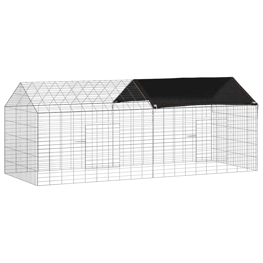 Hasenkäfig Silber 200 x 78 x 78 cm verzinkter Stahl - Robustes Freigehege für Kaninchen und Hasen, Stabiler Kaninchenkäfig für Garten und Terrasse im Außenbereich