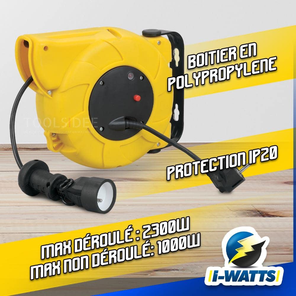 I-WATTS Avvolgitore elettrico automatico da montare a parete - 20m