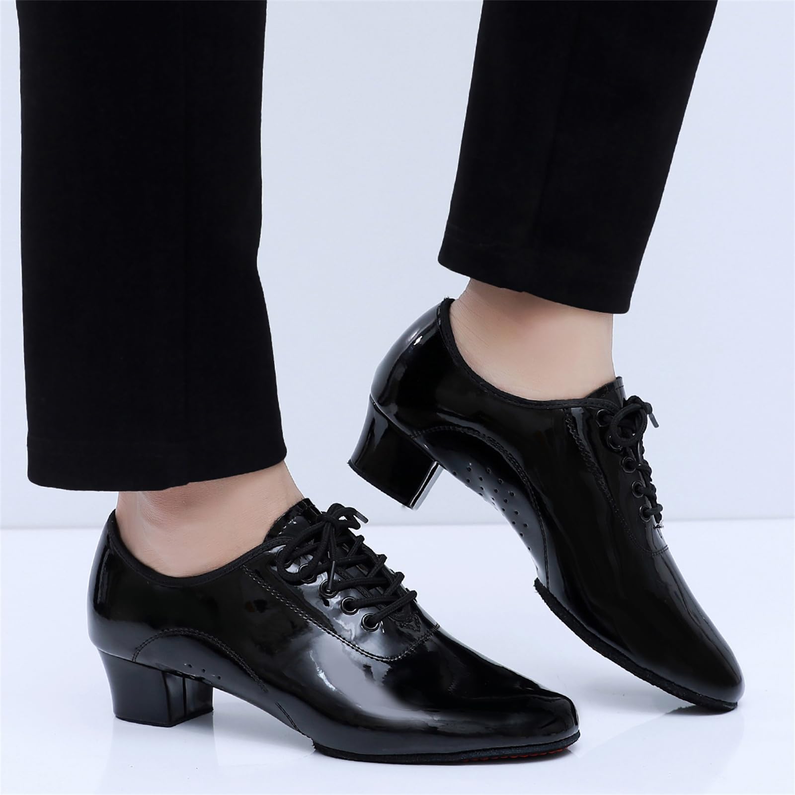 Scarpe da Ballo Latino da Uomo Scarpe da Ballo Moderne per Adolescenti con Suola Divisa in Pelle Scamosciata Tacco Basso