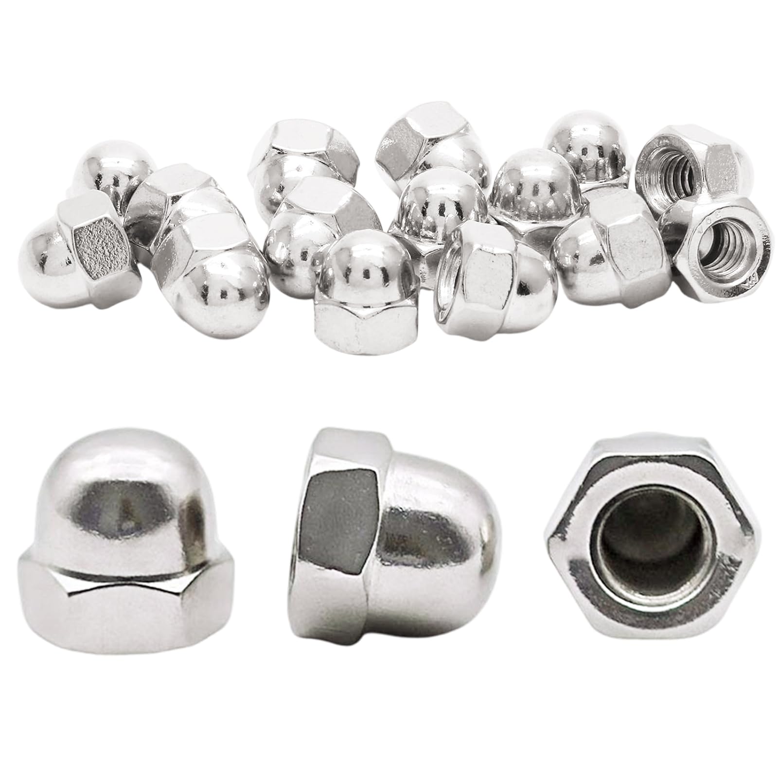 M8 Dome Nuts, 50 pcs, Stainless Steel Nut Caps