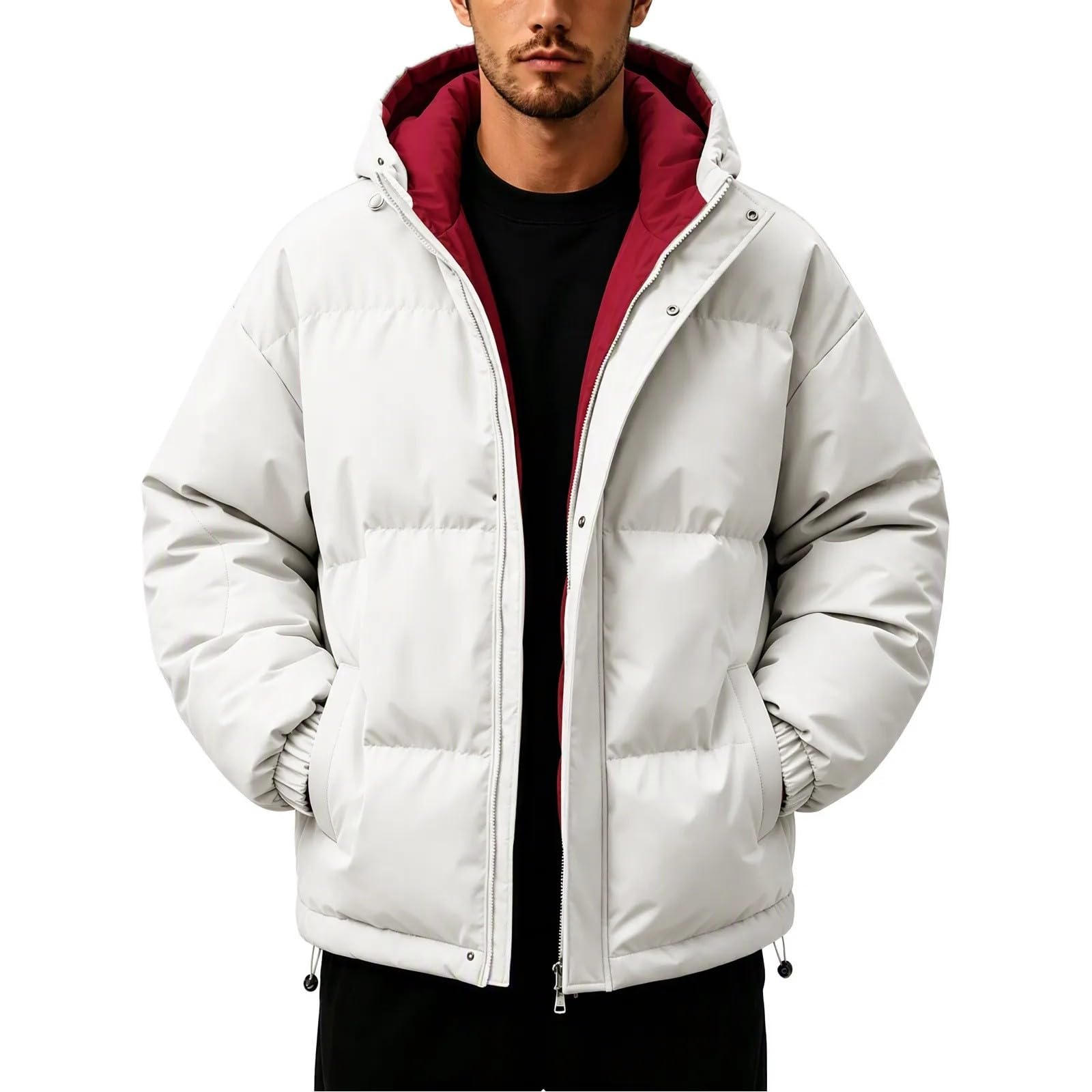 Winterjacke Herren Daunenjacke Steppjacke mit Kapuze Wärme Puffer Jacke