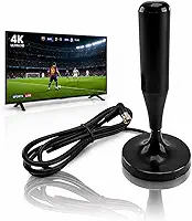 Antena Digital Interna e Externa para TV Sinal HD 4K UHD Cabo 1,8m Base Magnética Compatível com Todas TVs Alta Captação de Sinal Preto