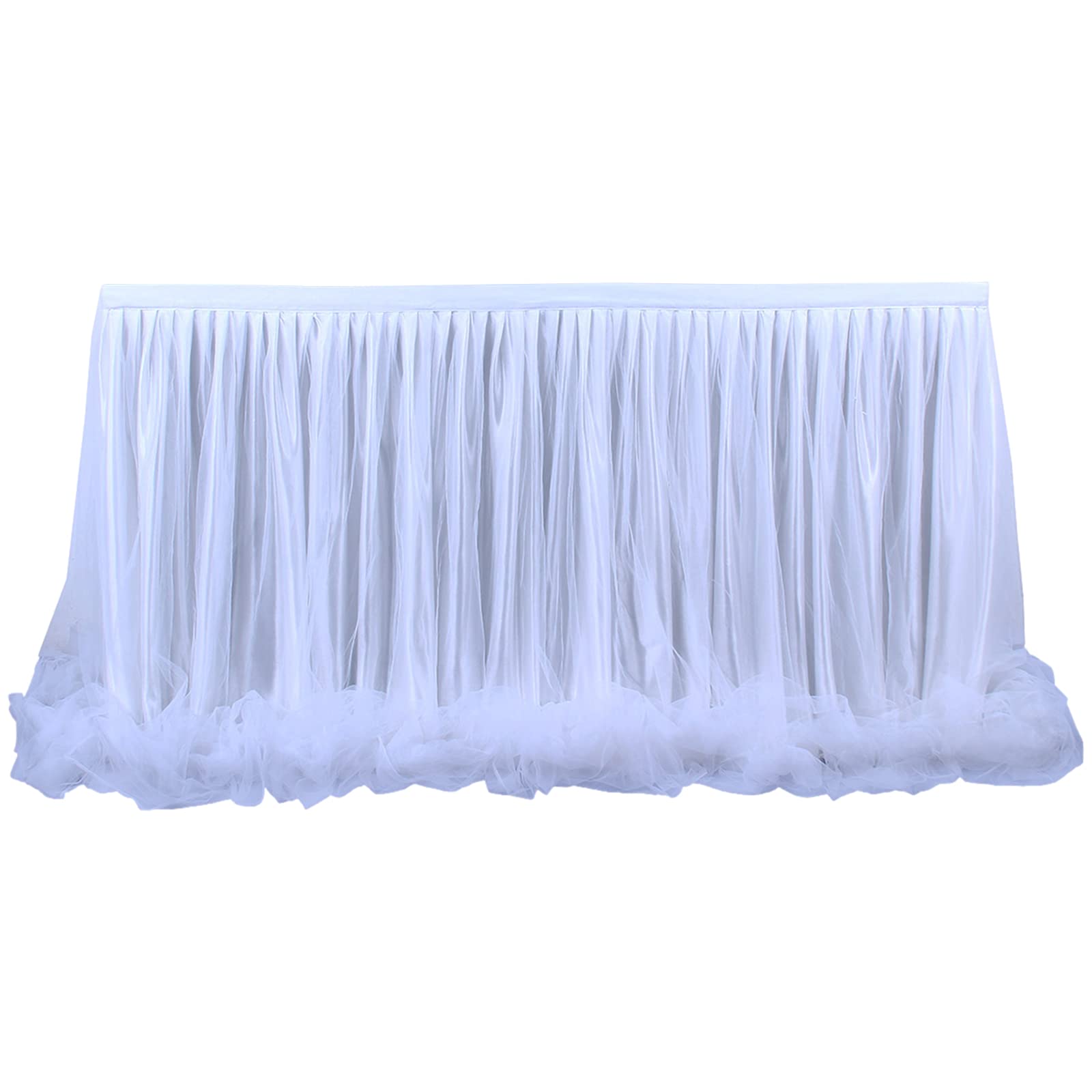 Tulle Gonna da Tavolo Copertina per Doccia per Bambini Matrimonio Parti Decorazione Bianco,14 FT (L427cm×H77cm)