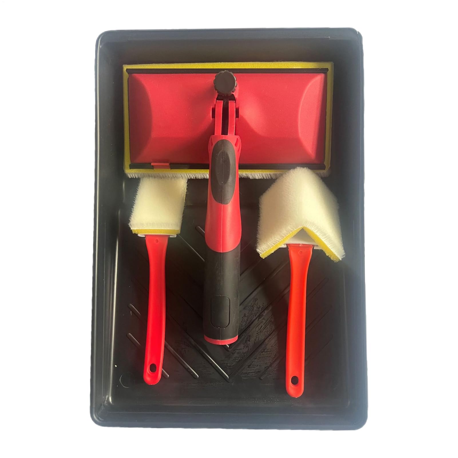 Fukamou Paint Pad Edger | Paint Edgers for Painting Walls | with Edge Brush, Triangle Brush, Tray Paint Trimming Tool Comfortable Grip for Wall Bathroom