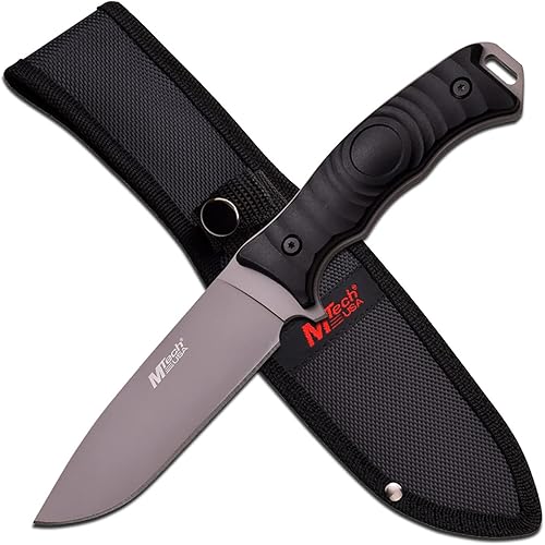 MTech USA mt-2070C Fixed Blade cuchillo, gris titanio, mango negro, 10 pulgadas