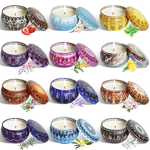 Yoroxrg 12 Constellations Scented Candles Gift Set,Aromatherapy Candles,Soy Wax Candles Gifts Set For Women Valentine Mothers Day Gifts Portable Travel Tin Birthday Gifts cover