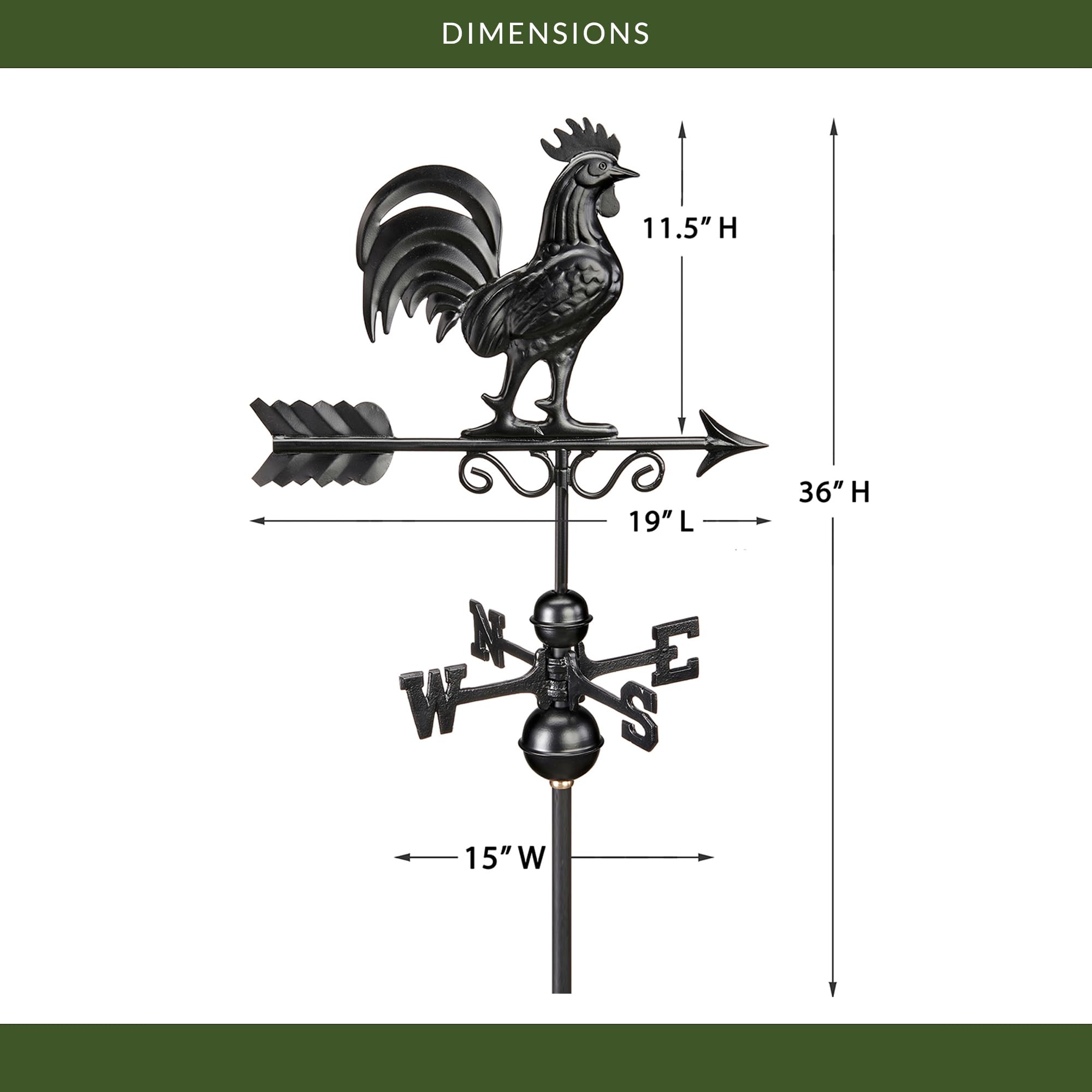 Bantam - Segnavento a forma di gallo 1975K, finitura nera Good Directions