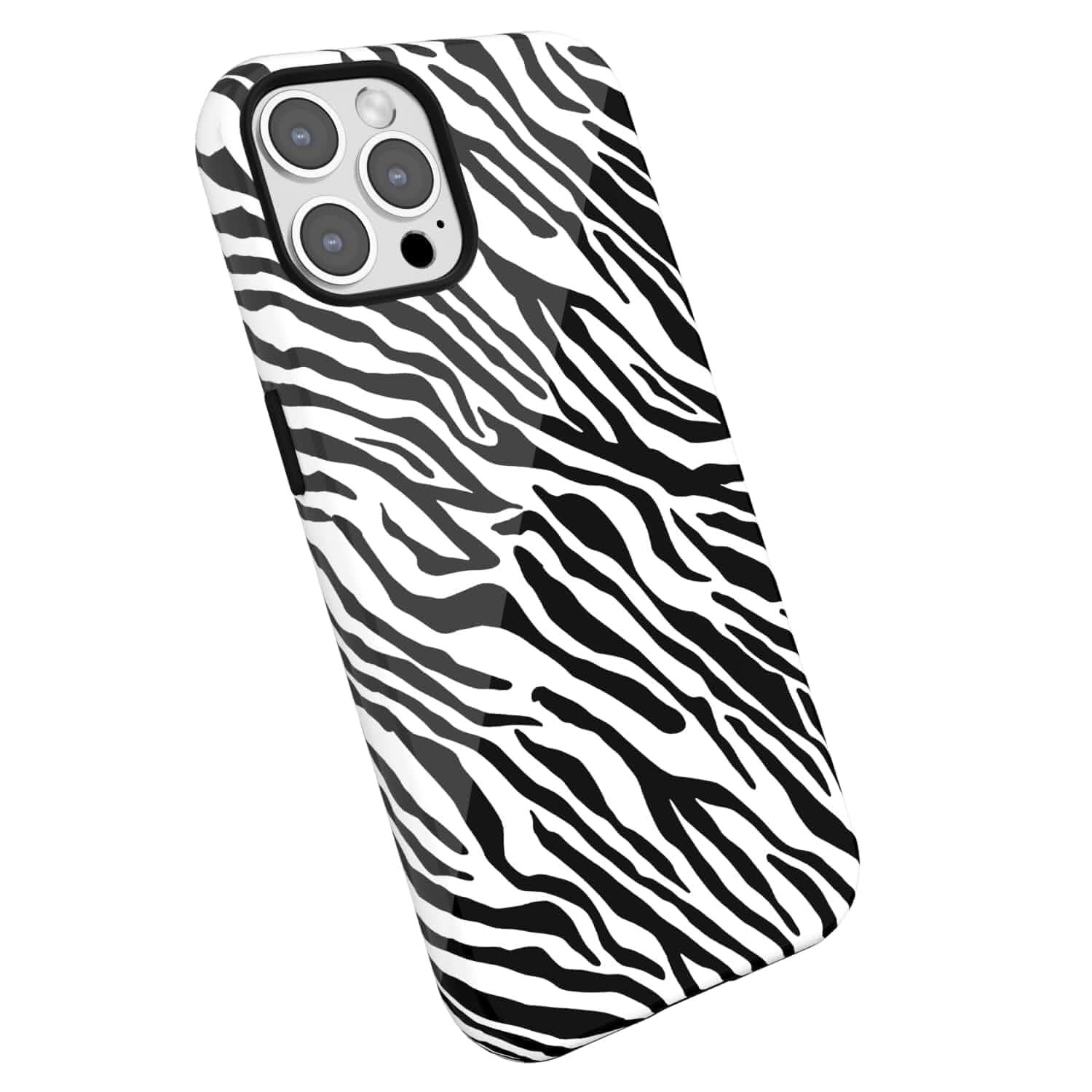 LoeoeL for iPhone 13 Pro Max Case Zebra Print, Girly Cute Zebra Phone Case for Women Girls, Thin Slim Hard Shell Plastic Phone Cover, Luxury Aesthetic Trendy Retro Chic Animal Print Design, Black Solid
