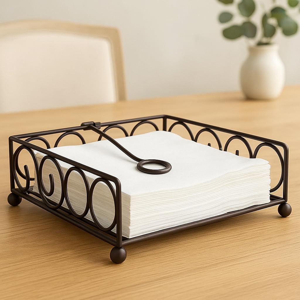 Craft Mshopr Double S Shaped Wrought Iron Tissue roll Holder One-Handed Tear Paper | Tissue Paper Holder | Paper Towel Holder | Napkin roll Hand (Napkin-Heart1)